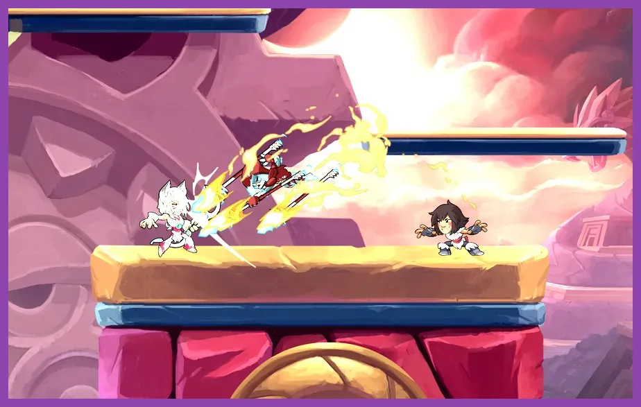 Brawlhalla character fighting in arena