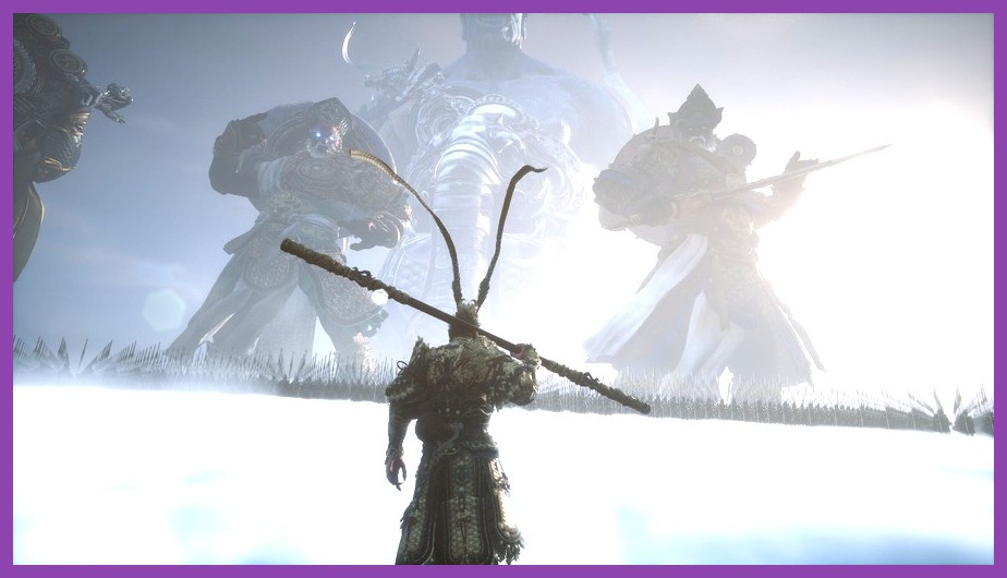In‑game combat scene with Wukong using staff