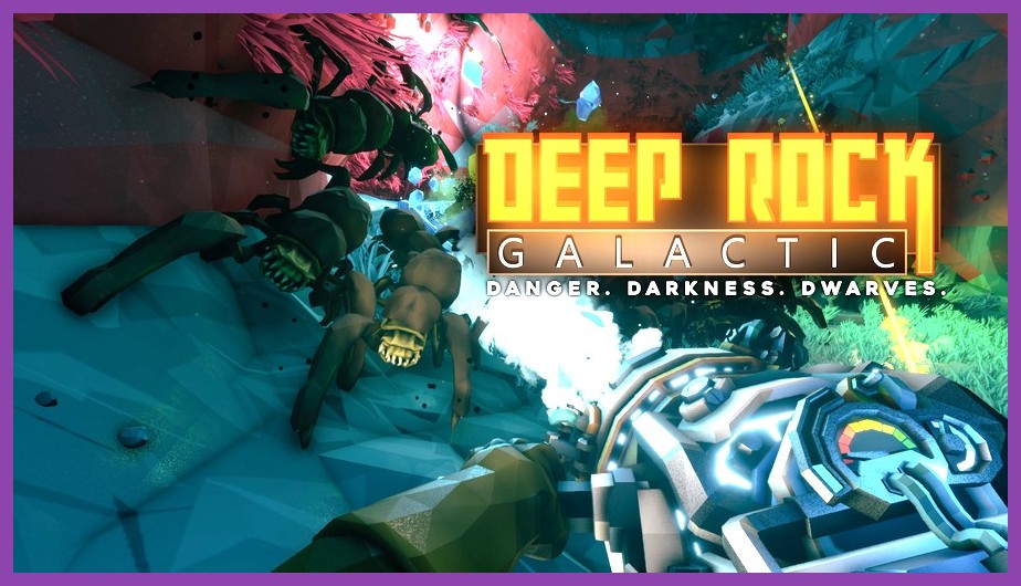 Four dwarf miners blasting alien bugs in Deep Rock Galactic