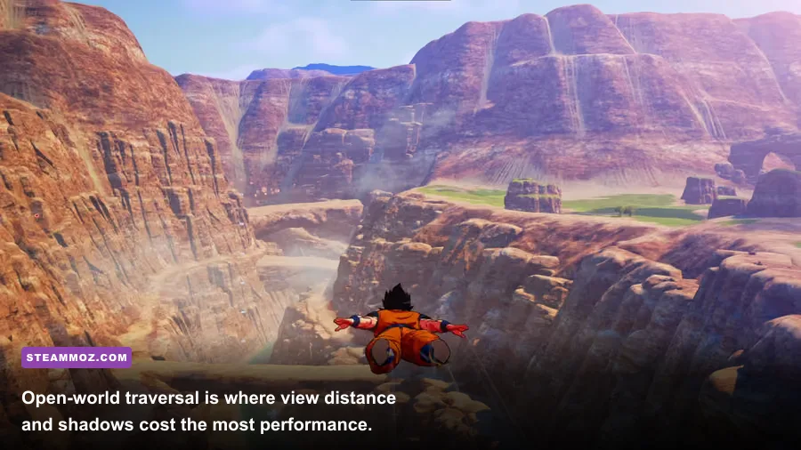 Dragon Ball Z Kakarot open-world landscape viewed during flight