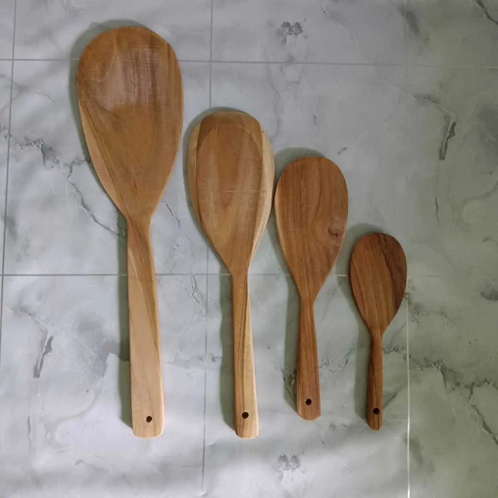 ENTONG KAYU JATI JUMBO 4 Ukuran / Centong kayu jumbo/ centong nasi kayu jati jumbo - Gambar 4