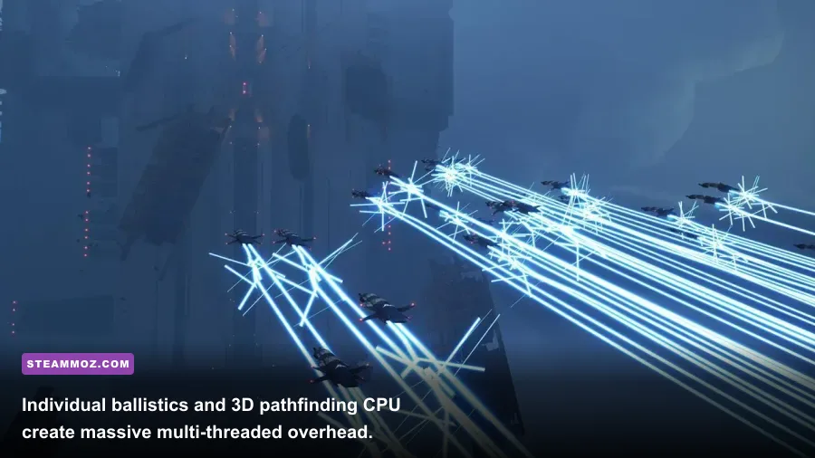 Squadrons of interceptors engaging in complex aerial maneuvers in Homeworld 3