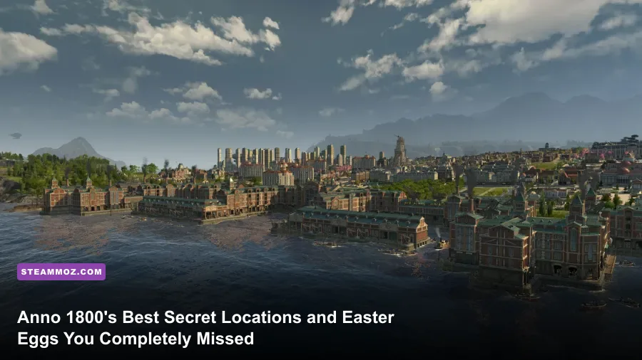 Panoramic view of Crown Falls metropolis in Anno 1800