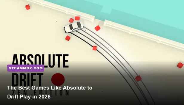 Absolute Drift Zen Edition car drifting through a minimalist neon course
