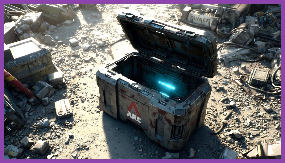 Crystal Cavern loot chest sparkling with rare gear in Arc Raiders