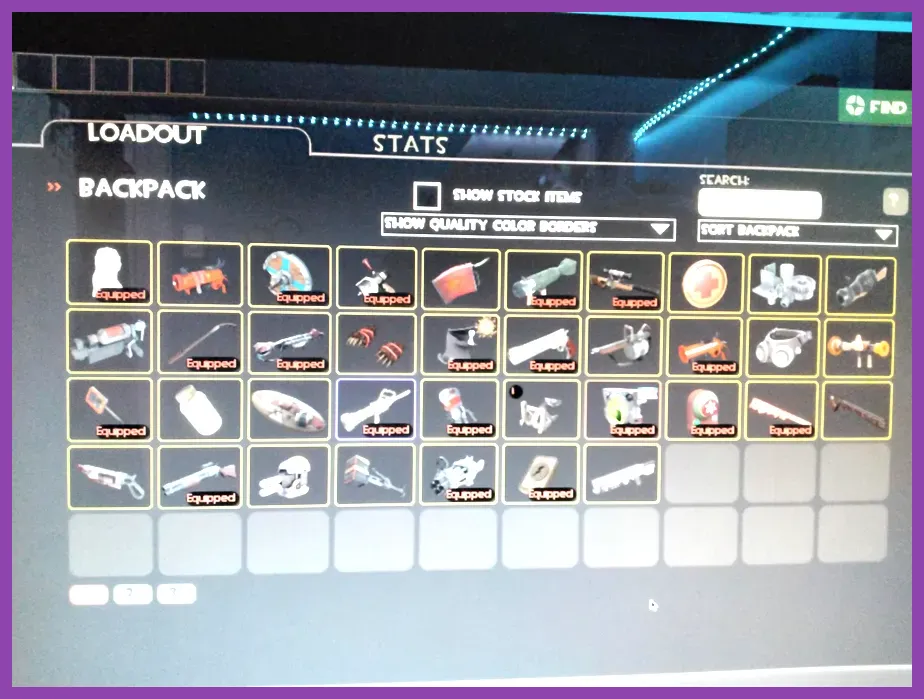 Team Fortress 2 inventory screen showing weapon drops