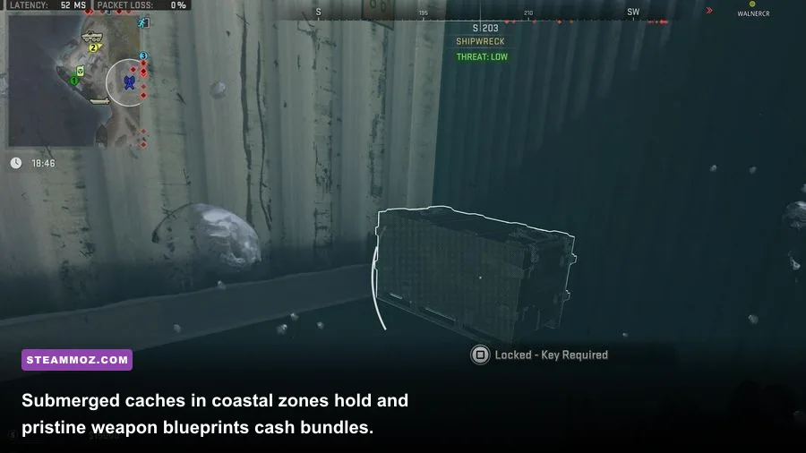 Underwater loot cache near Sarrif Bay in Modern Warfare 2 DMZ