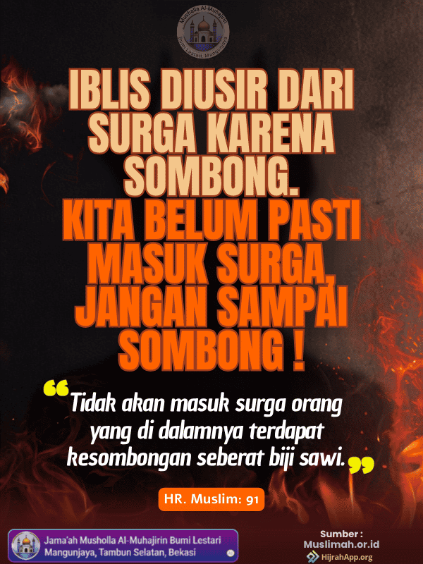 Iblis Diusir dari Surga Karena Sombong. Kita Belum Pasti Masuk Surga, Jangan Sampai Sombong Iblis Diusir dari Surga Karena Sombong. Kita Belum Pasti Masuk Surga, Jangan Sampai Sombong