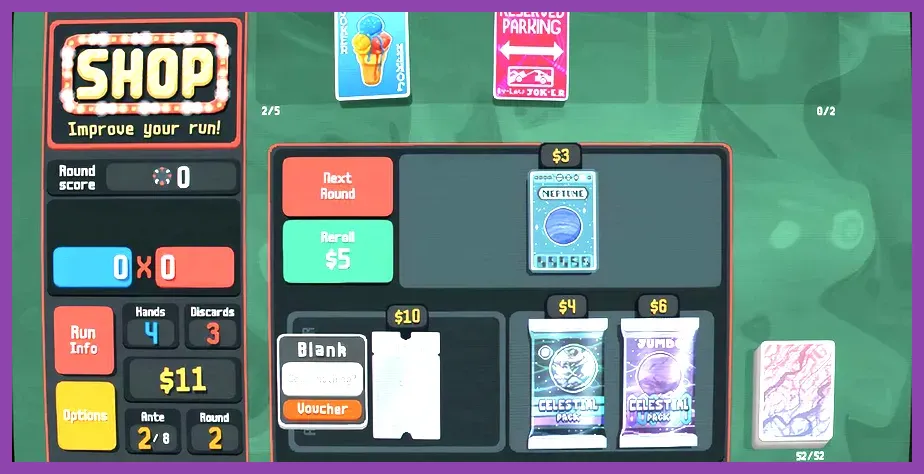 Balatro shop showing tier two vouchers available for purchase