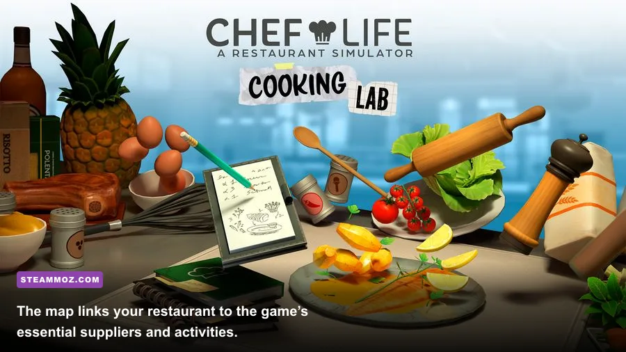 Chef Life A Restaurant Simulator map showing market and supplier locations