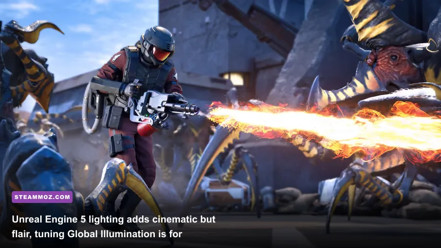 Heavy gunner firing Morita Mk3 in Starship Troopers Extermination