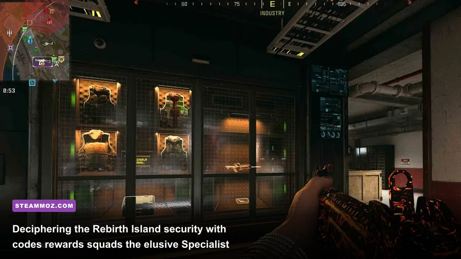 The locked security keypad door inside Rebirth Island Bioweapons facility