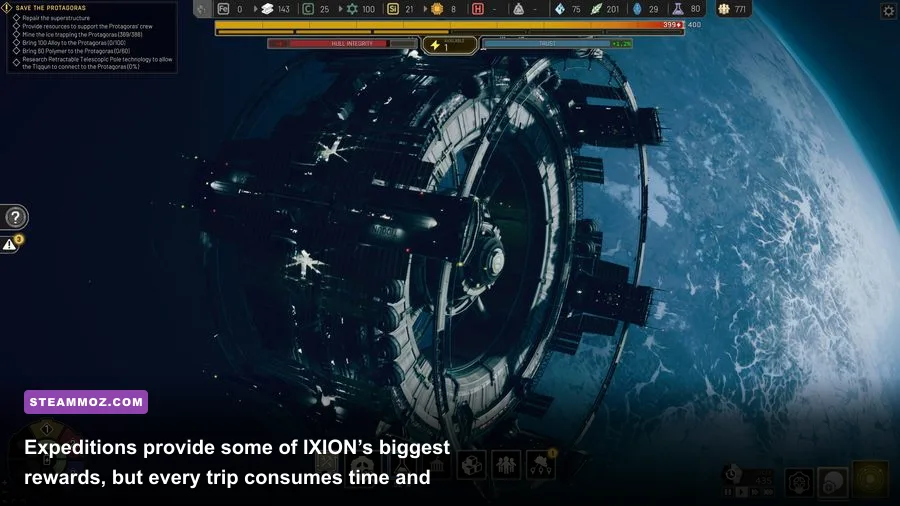 An IXION science ship investigating an expedition location