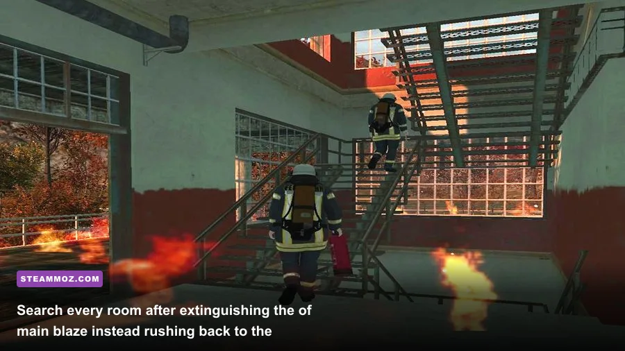 Firefighters 2014 firefighter searching a smoke-filled building interior