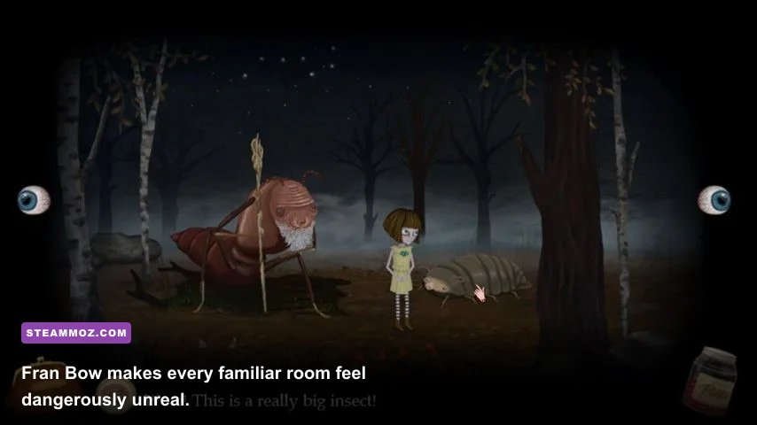 Fran Bow gameplay showing the red pill alternate dimension mechanic
