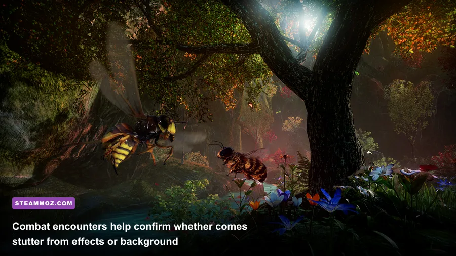 Bee Simulator bee confronting wasps during a PC gameplay sequence