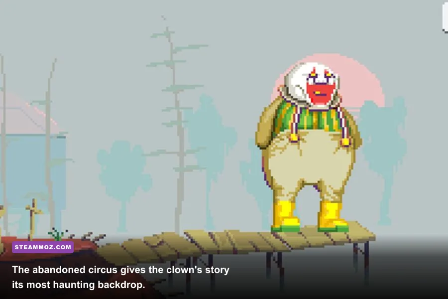 Dropsy investigating an abandoned circus in the pixel-art adventure game