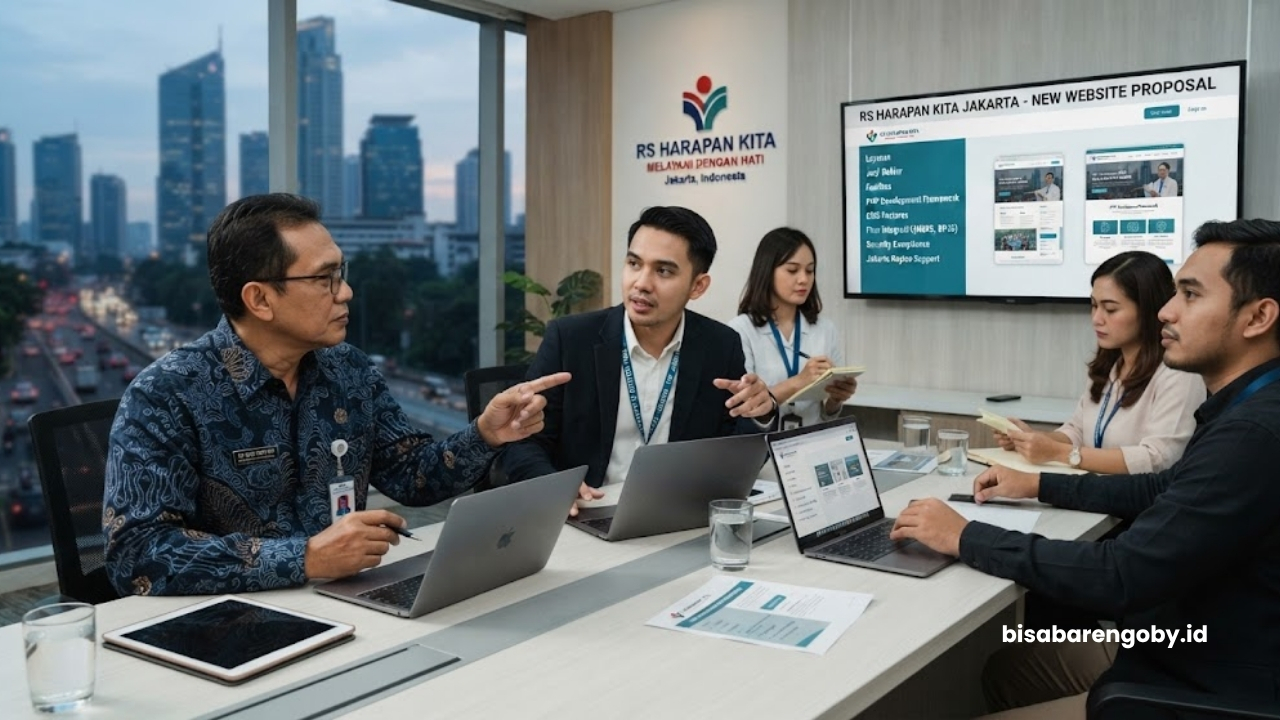 Direktur rumah sakit mengevaluasi vendor TI saat memutuskan beli website rumah sakit untuk perusahaan di Jakarta berbasis PHP