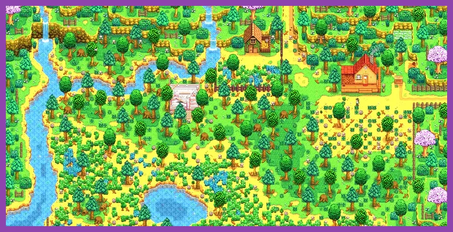 Stardew Valley zoomed out view rendering heavy tile areas