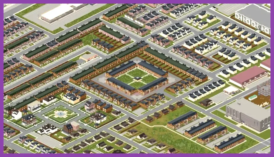 Project Zomboid wide isometric view of city street