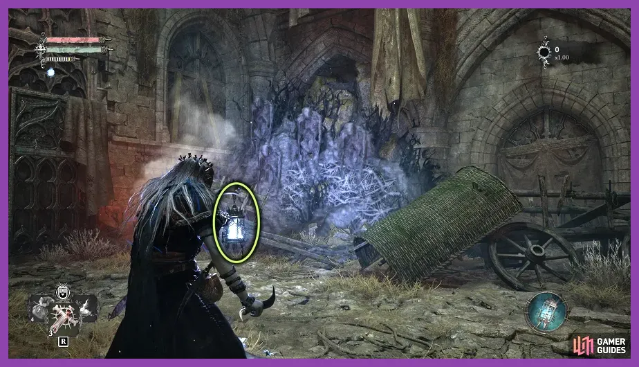Using the Umbral Lamp to traverse realms during intense combat encounters
