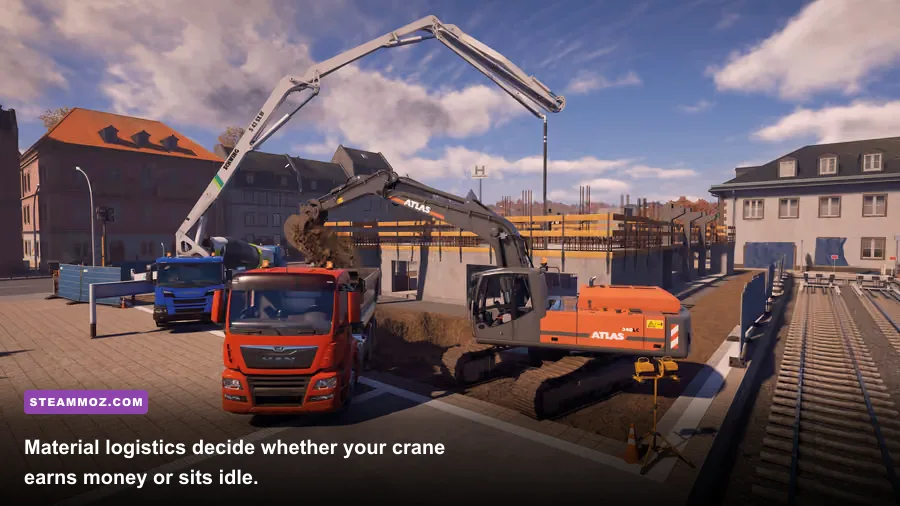 MAN TGS delivering construction materials to a job site in Construction Simulator 2015