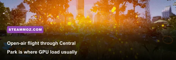 Bee Simulator bee flying through Central Park during PC gameplay