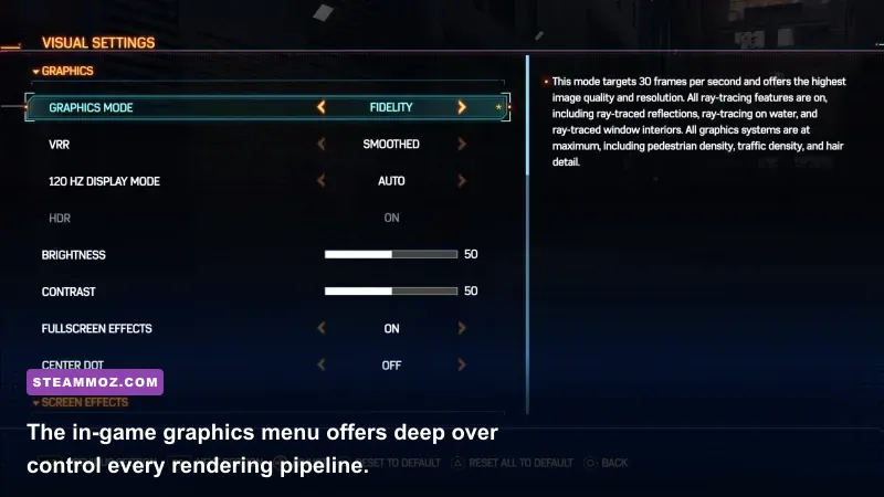 Spider-Man Remastered graphics settings configuration menu on PC