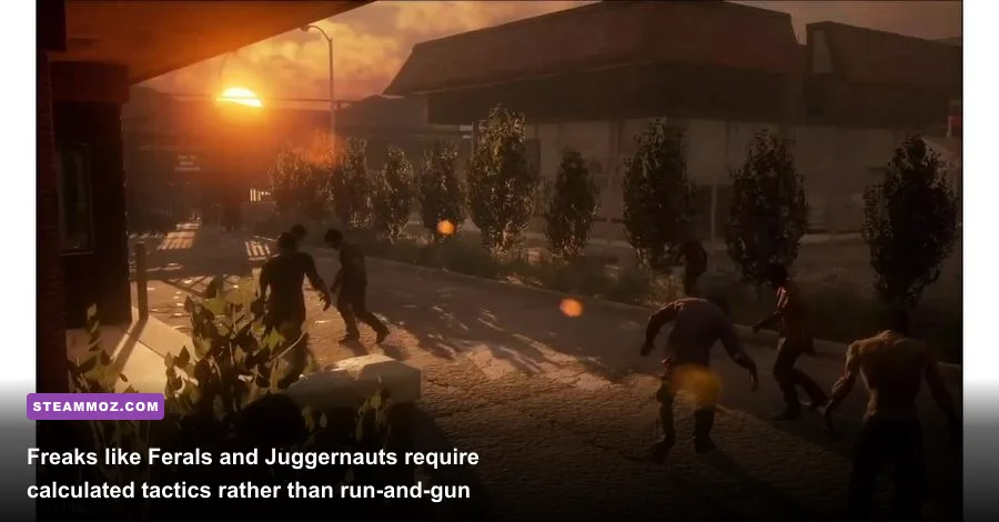 A terrifying Feral freak zombie lunging towards the player survivor in State of Decay
