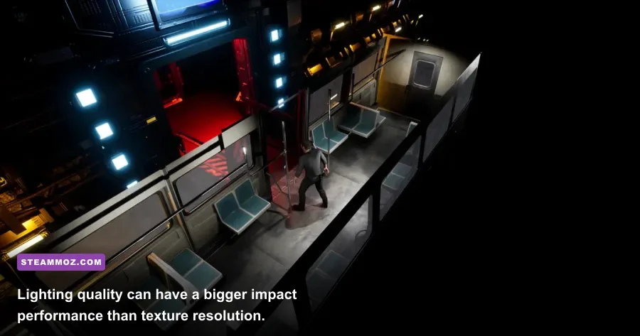 Back Then hallway scene demonstrating detailed Unreal Engine lighting and shadows