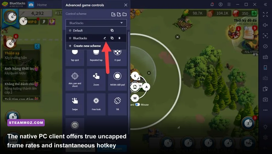 Rise of Kingdoms PC client settings screen displaying hotkey binds and high refresh rate toggles