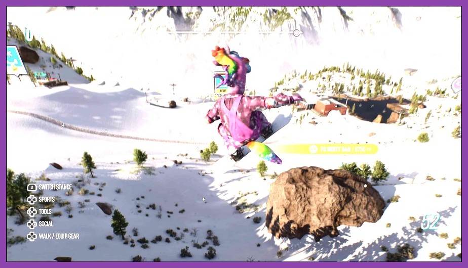 Riders competing head to head down a steep snow race track in Riders Republic