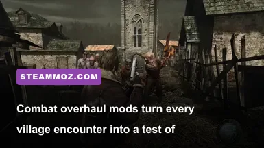 Leon surrounded by aggressive Ganados and Plagas in intense combat