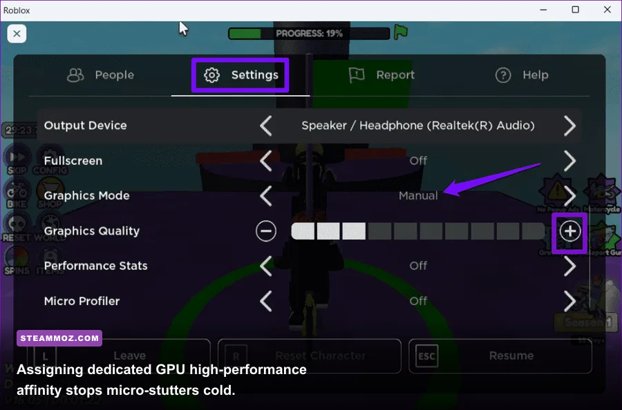 Windows Graphics Performance preference menu assigning dedicated GPU to Roblox