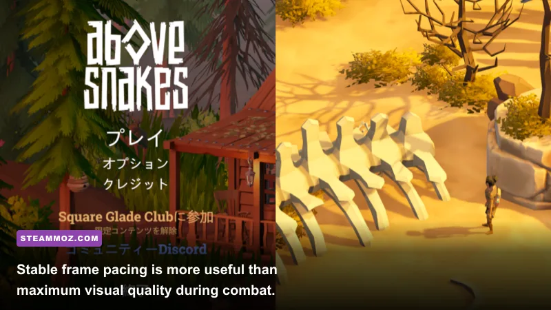 Above Snakes character fighting monsters on a floating island