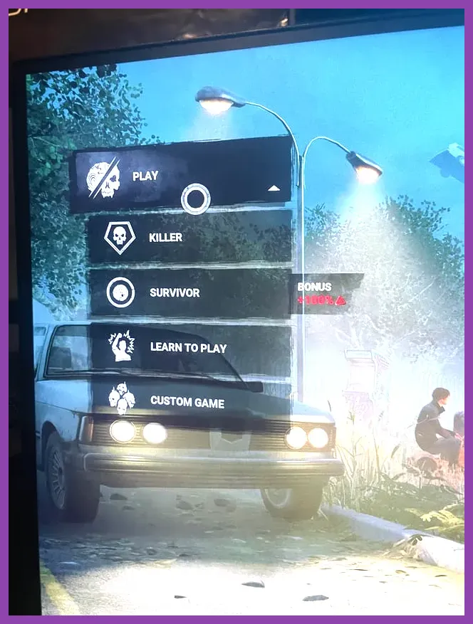 Dead by Daylight main menu showing role incentives and bloodpoint bonuses