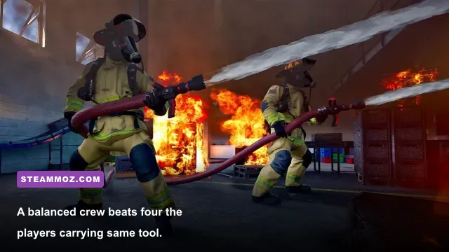 Firefighting Simulator Ignite co-op firefighters coordinating an emergency response