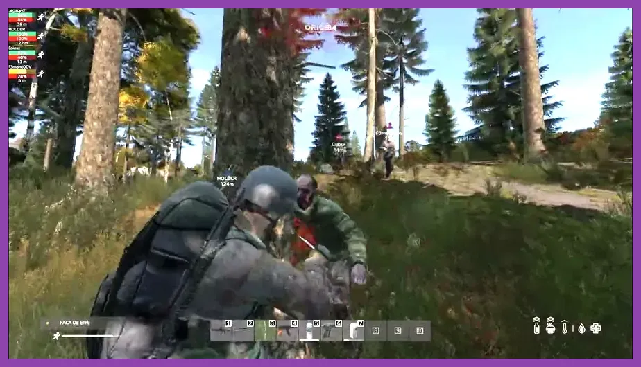 Three DayZ players tactical flanking maneuver near North-West Airfield military tents