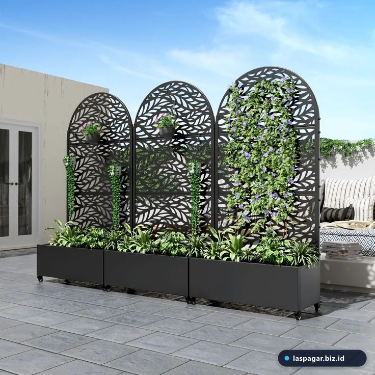 Inspirasi planter box besi dinding pagar rumah minimalis modern tren 2025