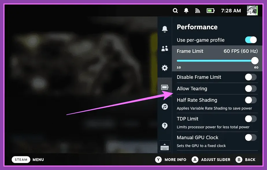 Steam Deck performance mode UI on PC