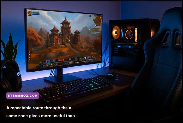 Gaming PC running a World of Warcraft performance benchmark