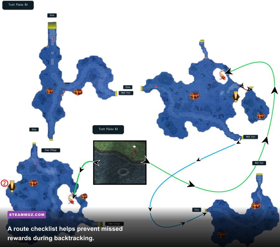 Exploration route map for Chionophile secret locations