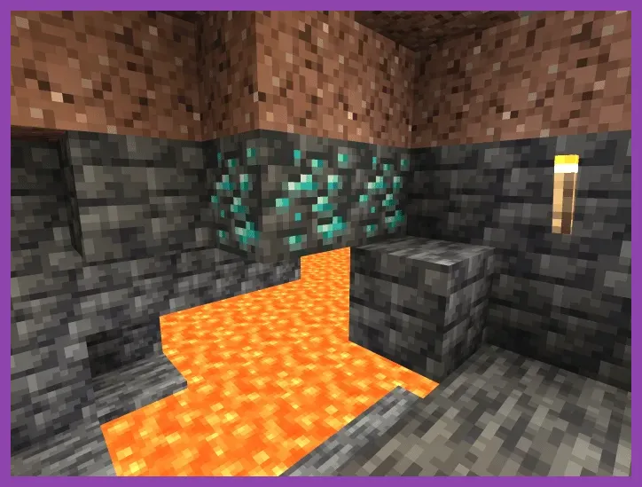 Minecraft solo miner exploring a deepslate cave with a shield and iron pickaxe