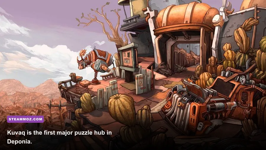 Deponia inventory screen showing Rufus’s collected puzzle items