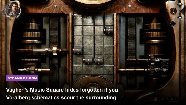 Vaghen music square clockwork orchestra puzzle and hidden switch in Syberia