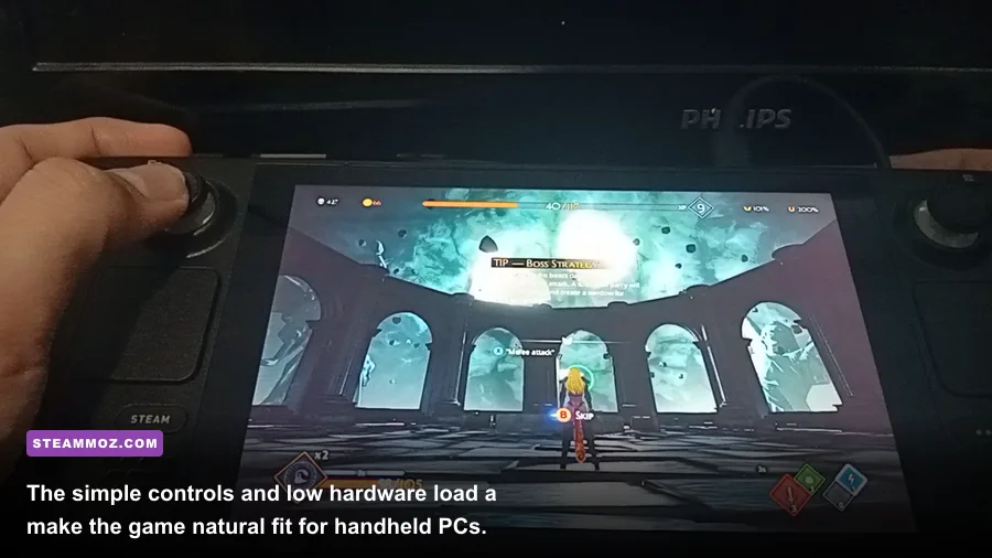Aveyond Gates of Night running on a Steam Deck handheld PC