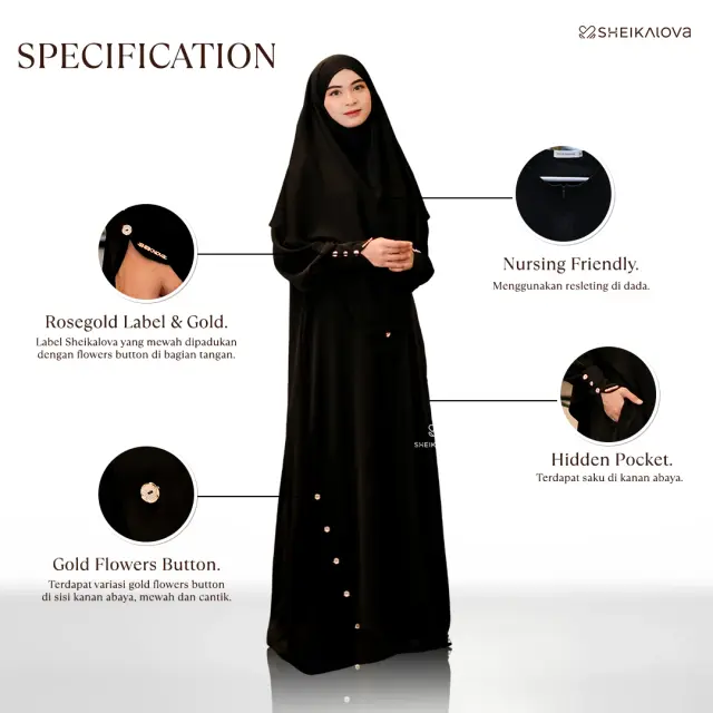 Spesifikasi Shebila Abaya - Black