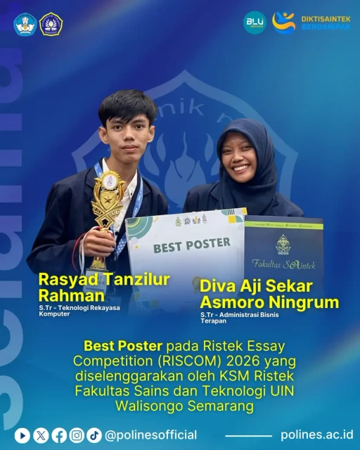 Tim Mahasiswa Polines Sabet Penghargaan Best Poster di Ajang RISCOM 2026 UIN Walisongo