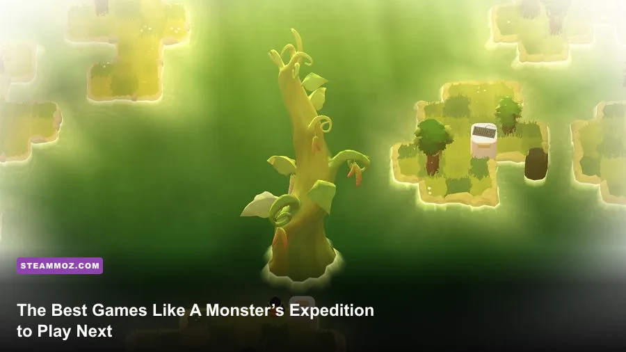 A Monster's Expedition island puzzle with trees and floating logs