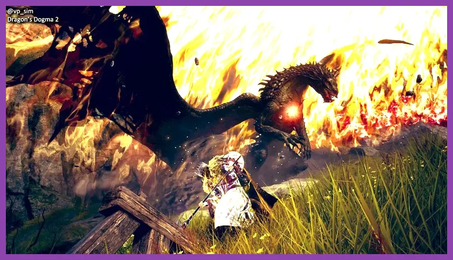 Sorcerer spell particle effects in Dragon's Dogma 2 battle